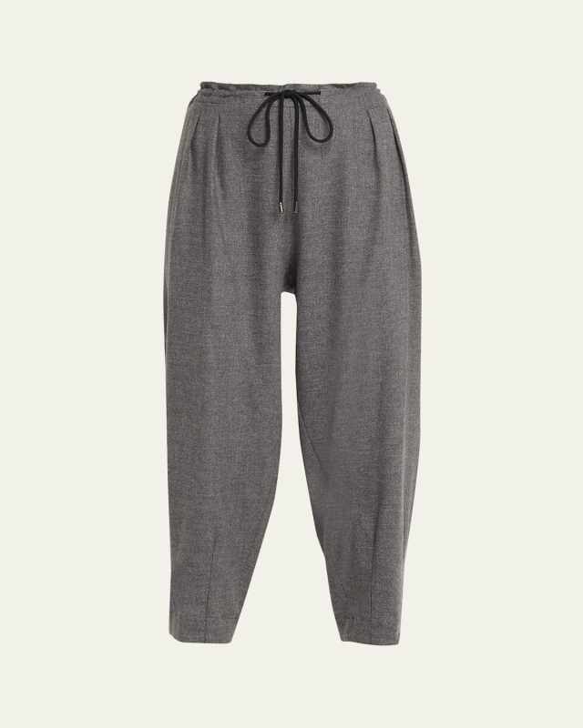 Barrel-Leg Drawstring Trousers